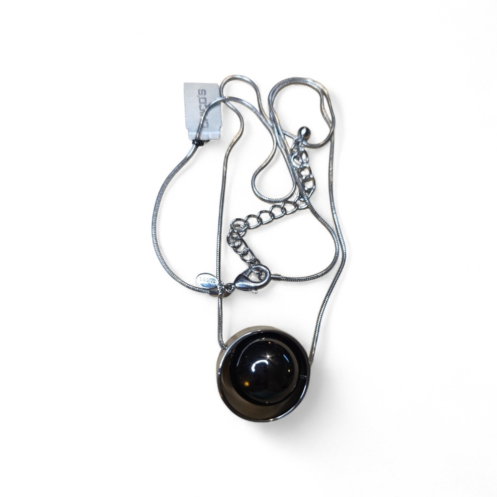 Chico's Silver-Tone Necklace With Spinning Black Onyx